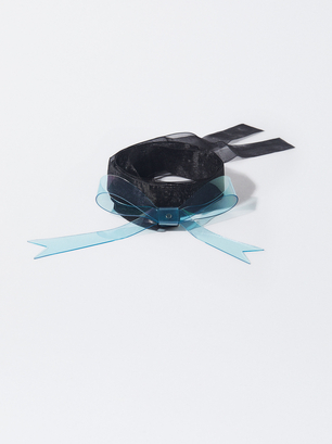 Online Exclusive - Bow Choker Necklace, Blue, hi-res