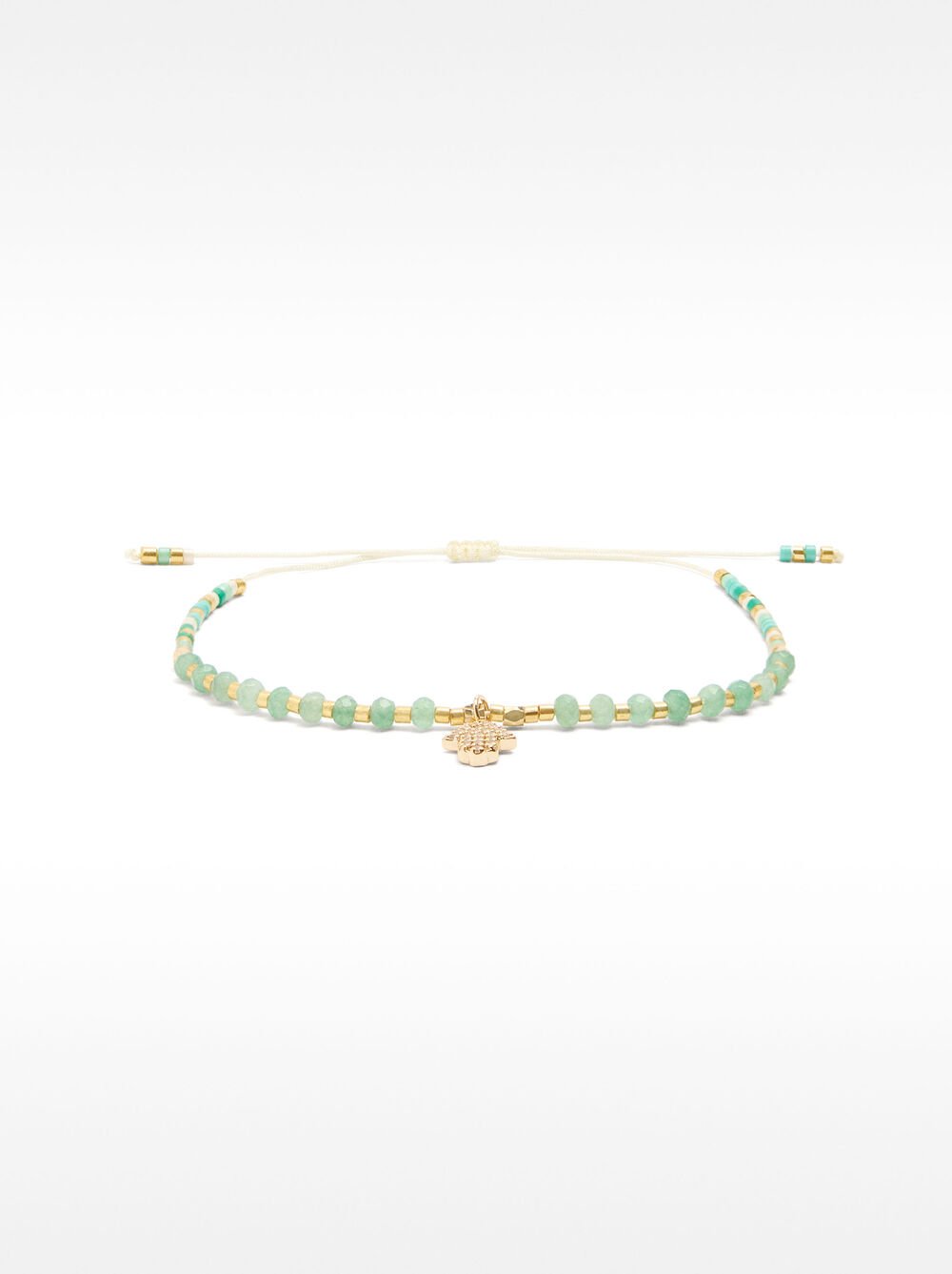 Adjustable bracelet with beads Hamsa hand pendant