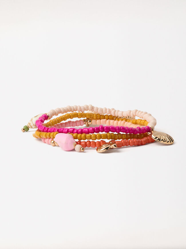 Set Of Multicolored Bead Bracelets
