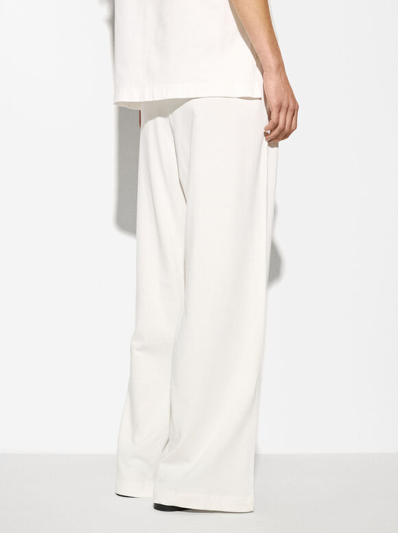 100% Cotton Elastic Waist Pants - Online Exclusive, White, hi-res