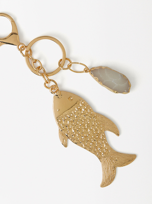Fish Key Ring, Golden, hi-res