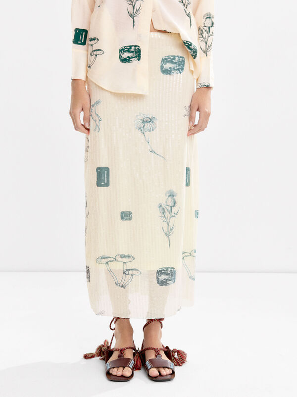 Printed sequin skirt