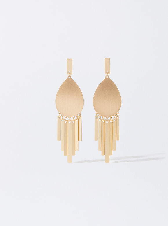 Gold Earrings With Matte Effect, Golden, hi-res