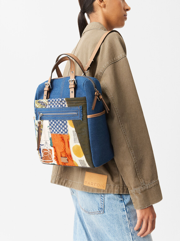 Patchwork Backpack, Blue, hi-res