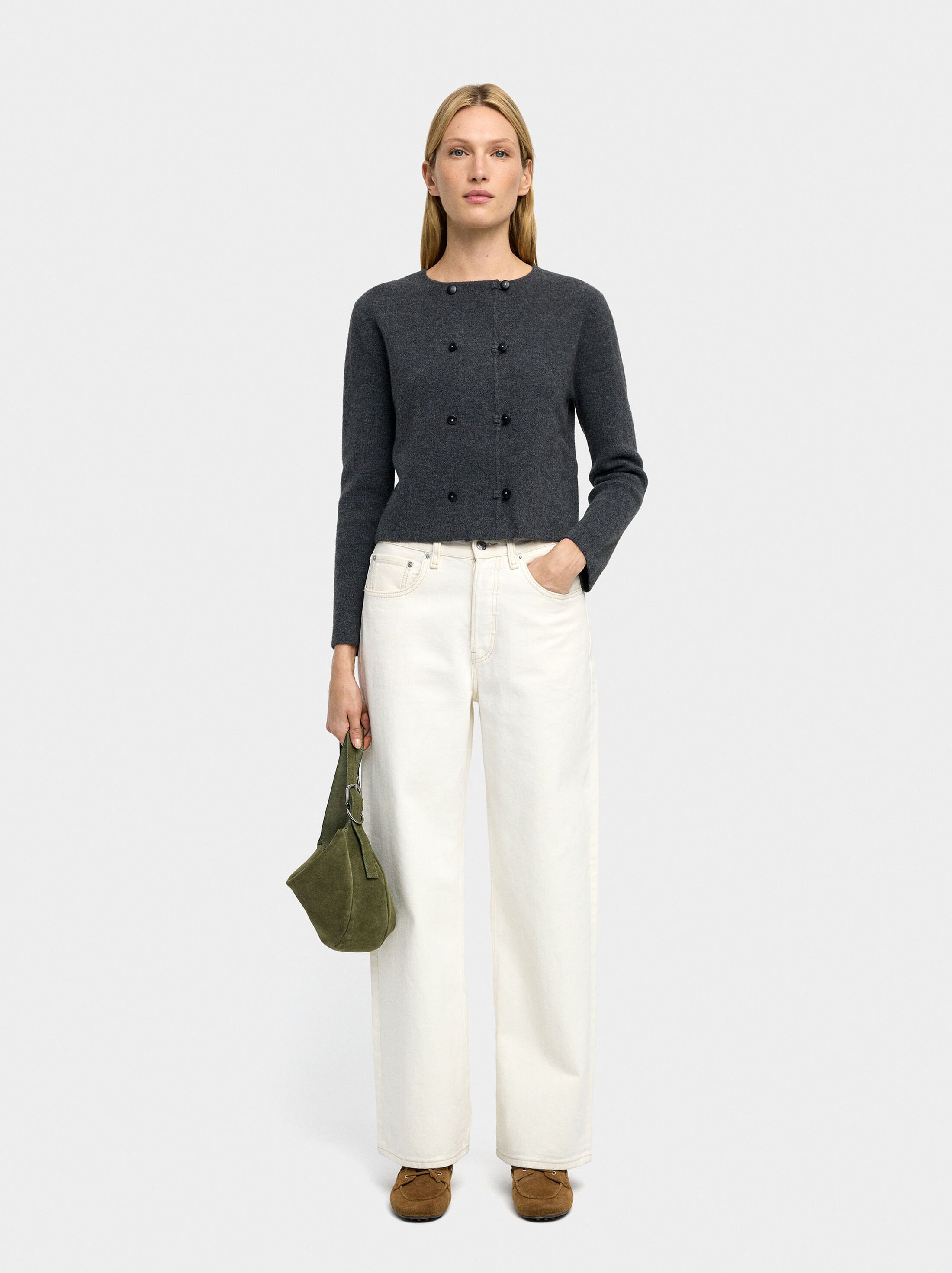 Knit cardigan with double buttons image number 0.0