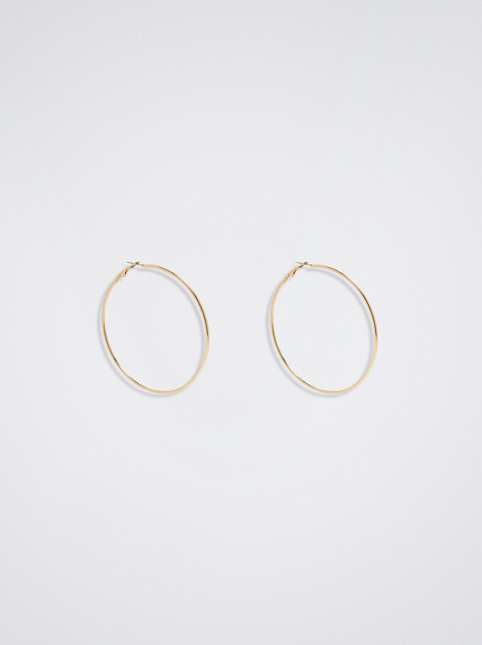 Basic Large Hoop-Earrings, Golden, hi-res