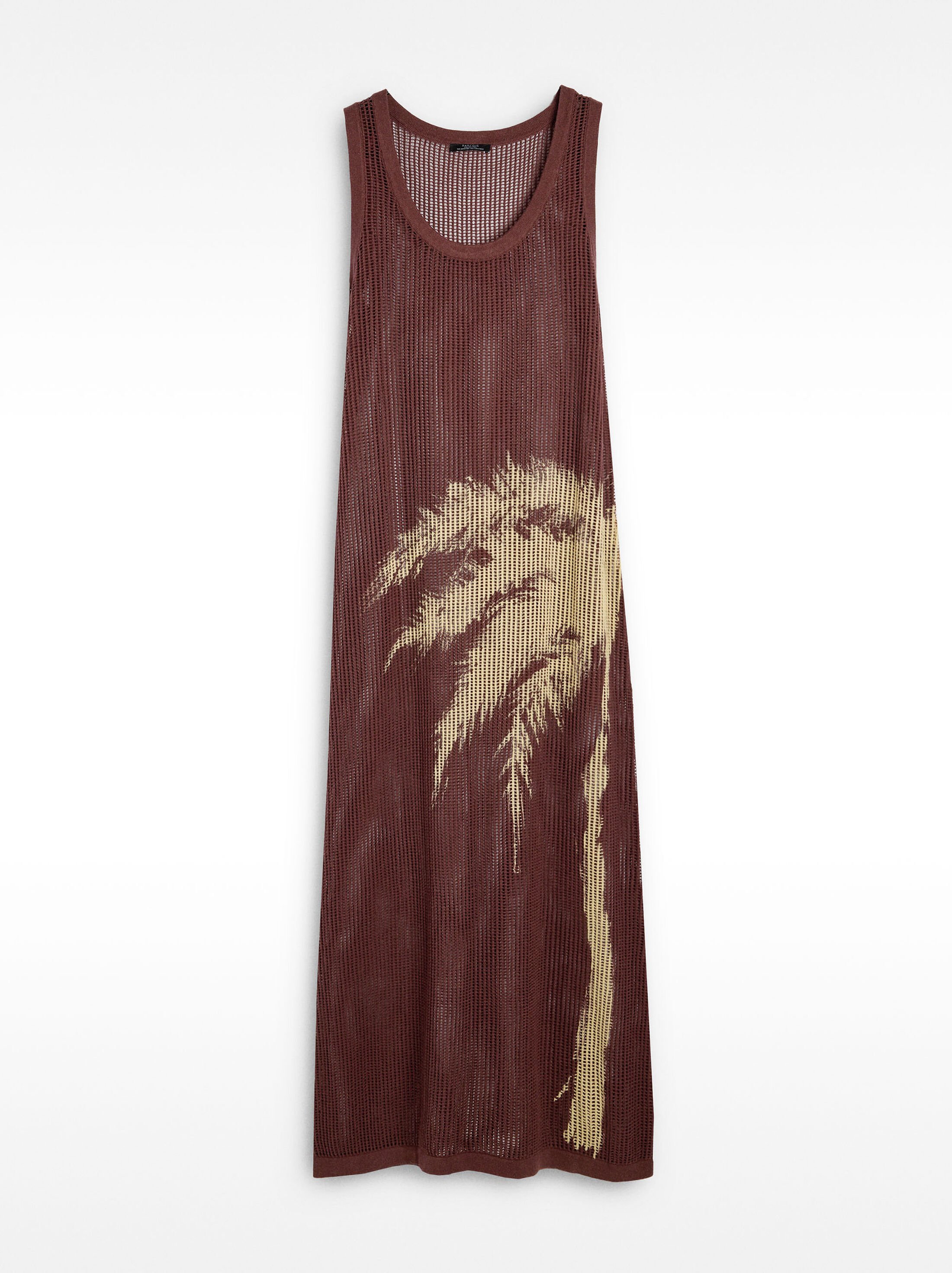 Palm print knit dress image number 4.0