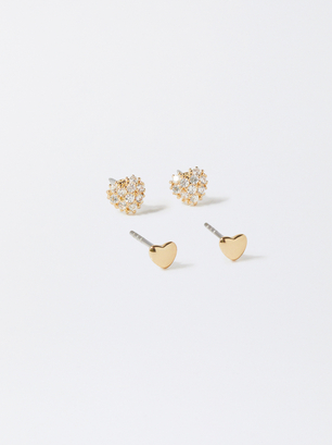 Set Of Earrings With Cubic Zirconia, , hi-res