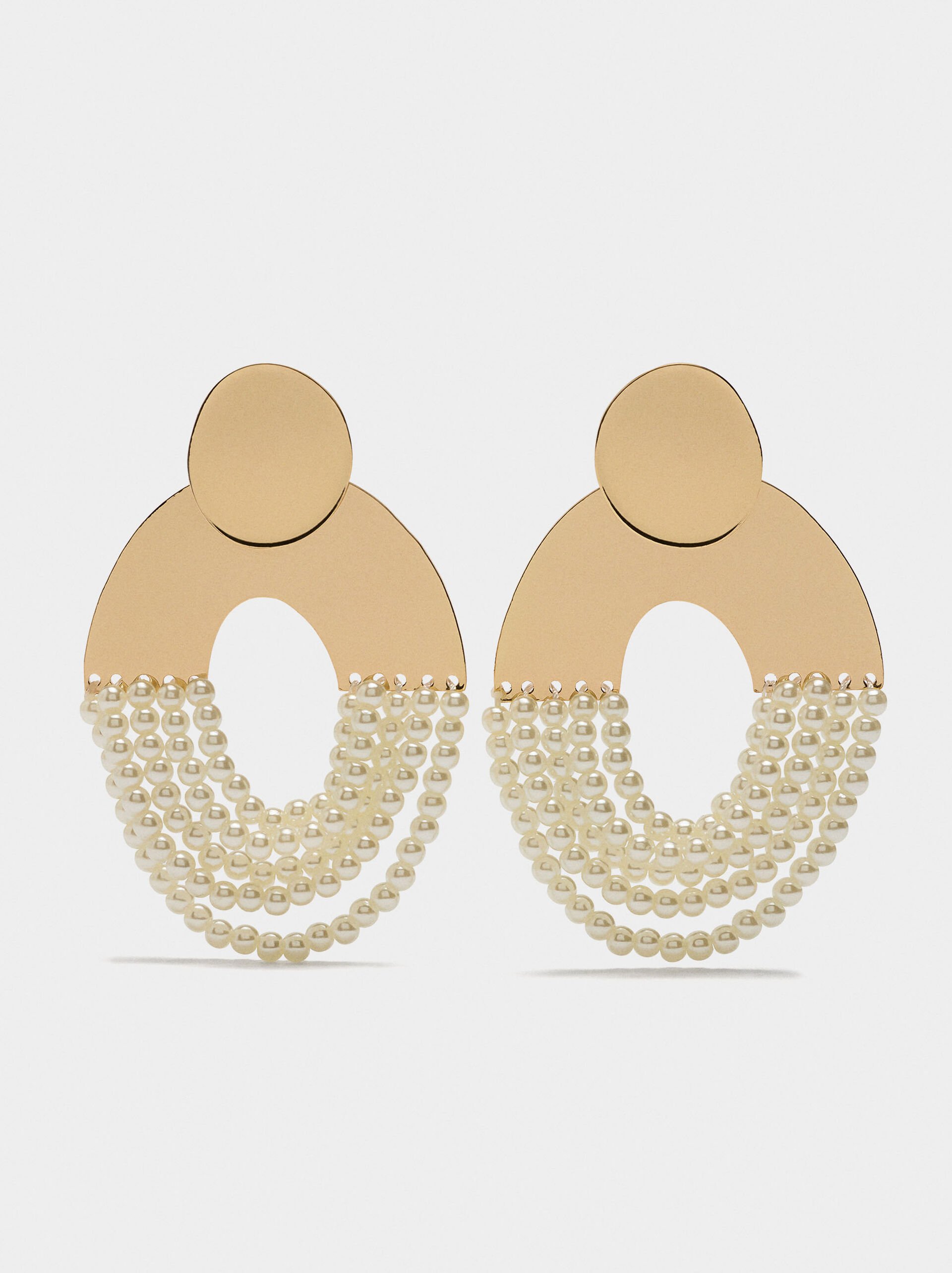 Oval earrings with pearls image number 1.0