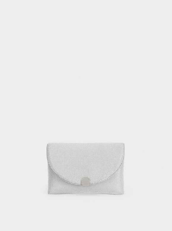 Party Clutch In Mesh, Silber, hi-res