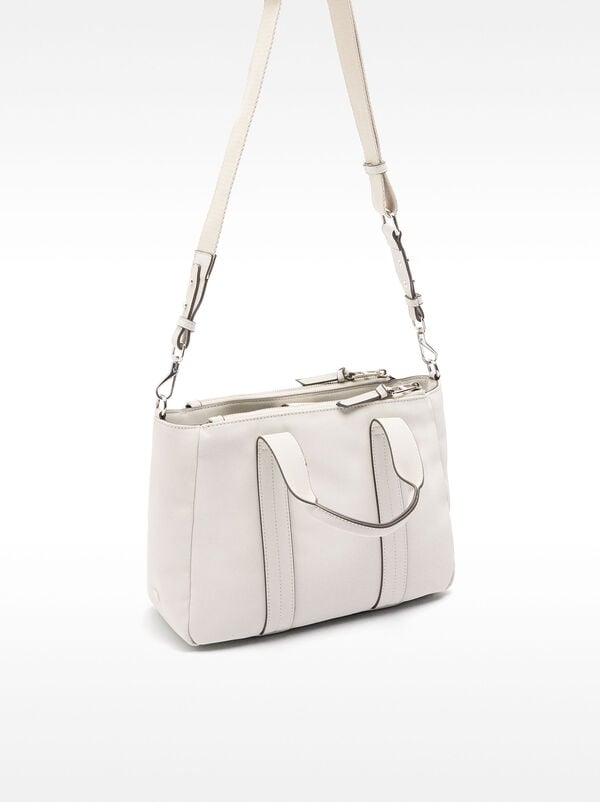 Nylon effect tote bag with shoulder strap