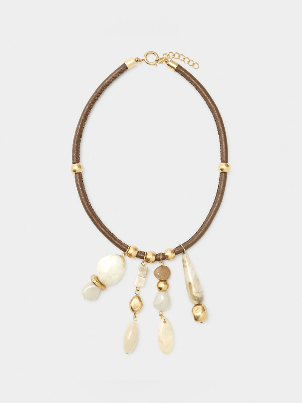 Necklace with cord and stone-effect pendants