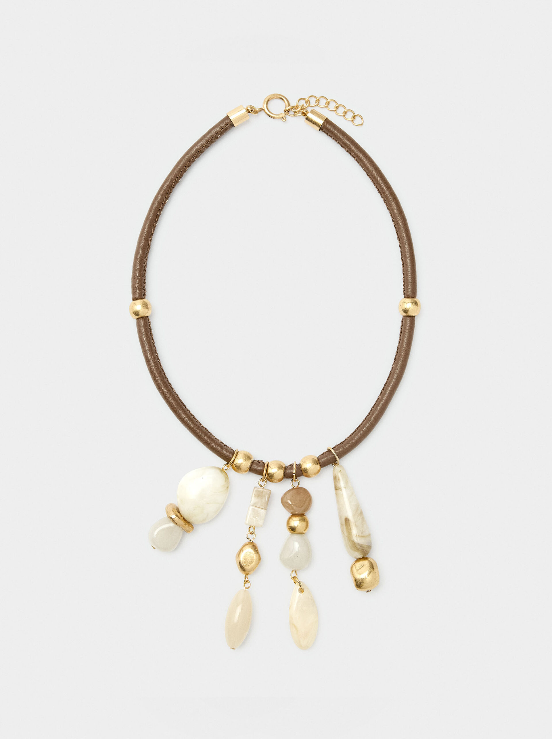 Necklace with cord and stone-effect pendants image number 0.0