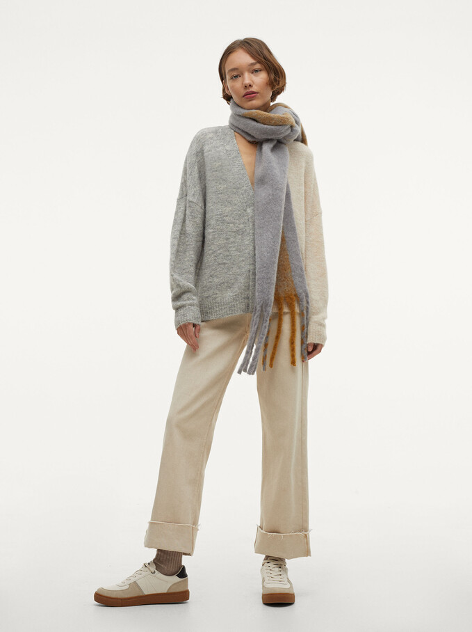 Two-Tone Knit Jacket, Multicolor, hi-res