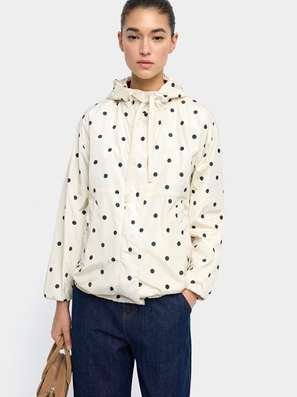 Parka à pois avec capuche