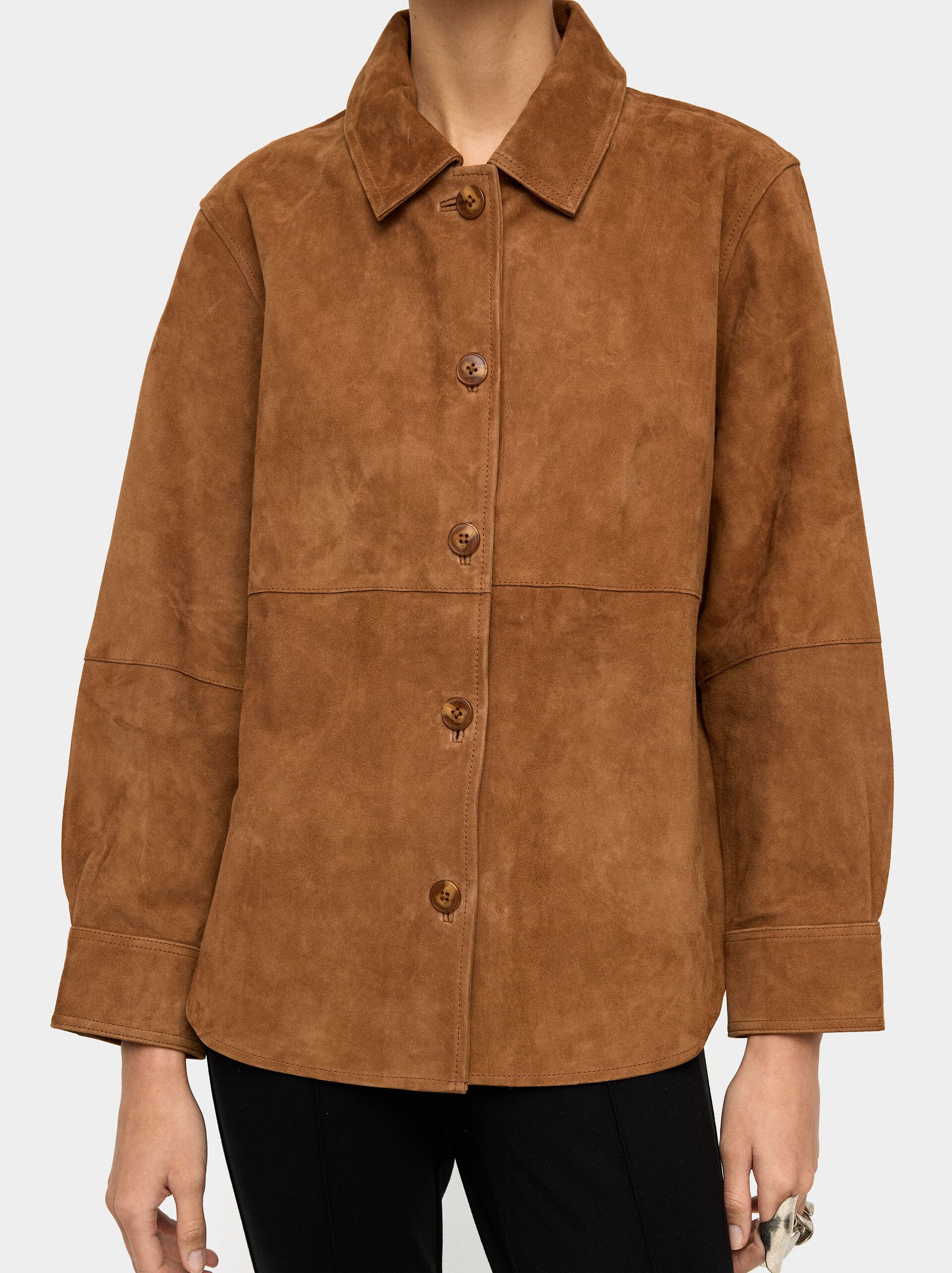 Suede leather overshirt image number 1.0