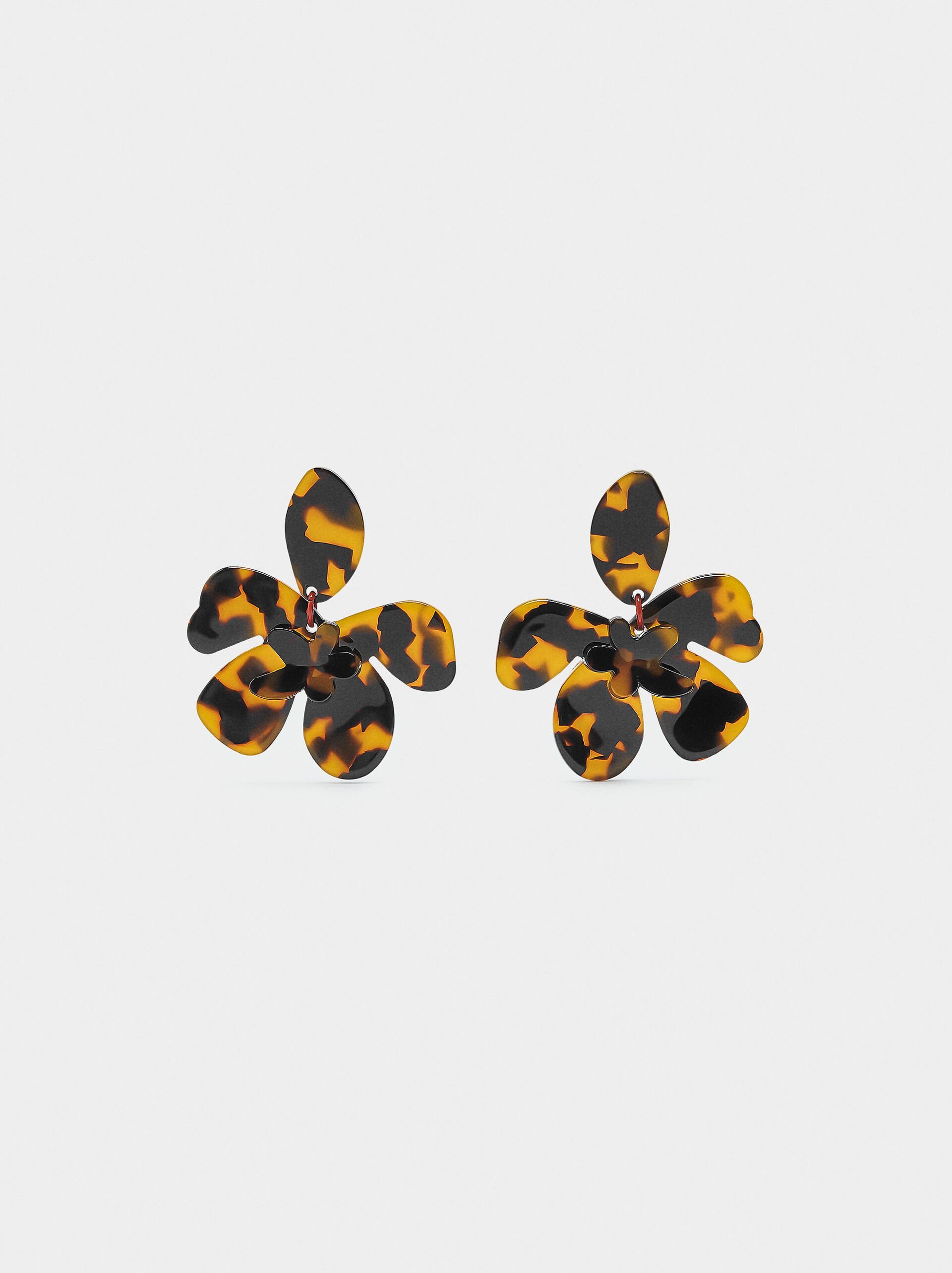 Flower earrings with tortoiseshell effect image number 0.0