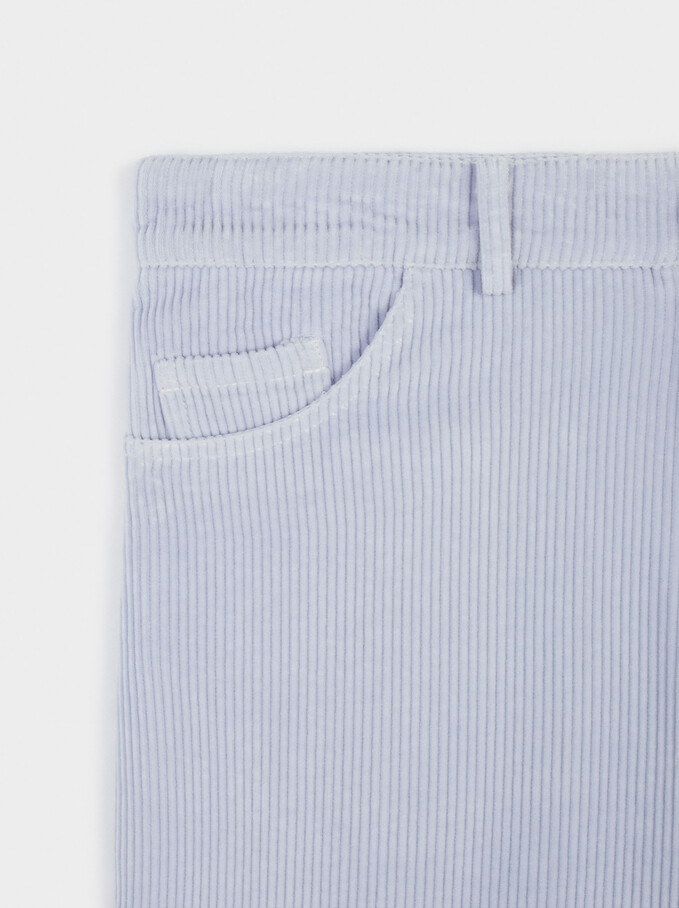 100% Cotton Straight Pants, Blue, hi-res