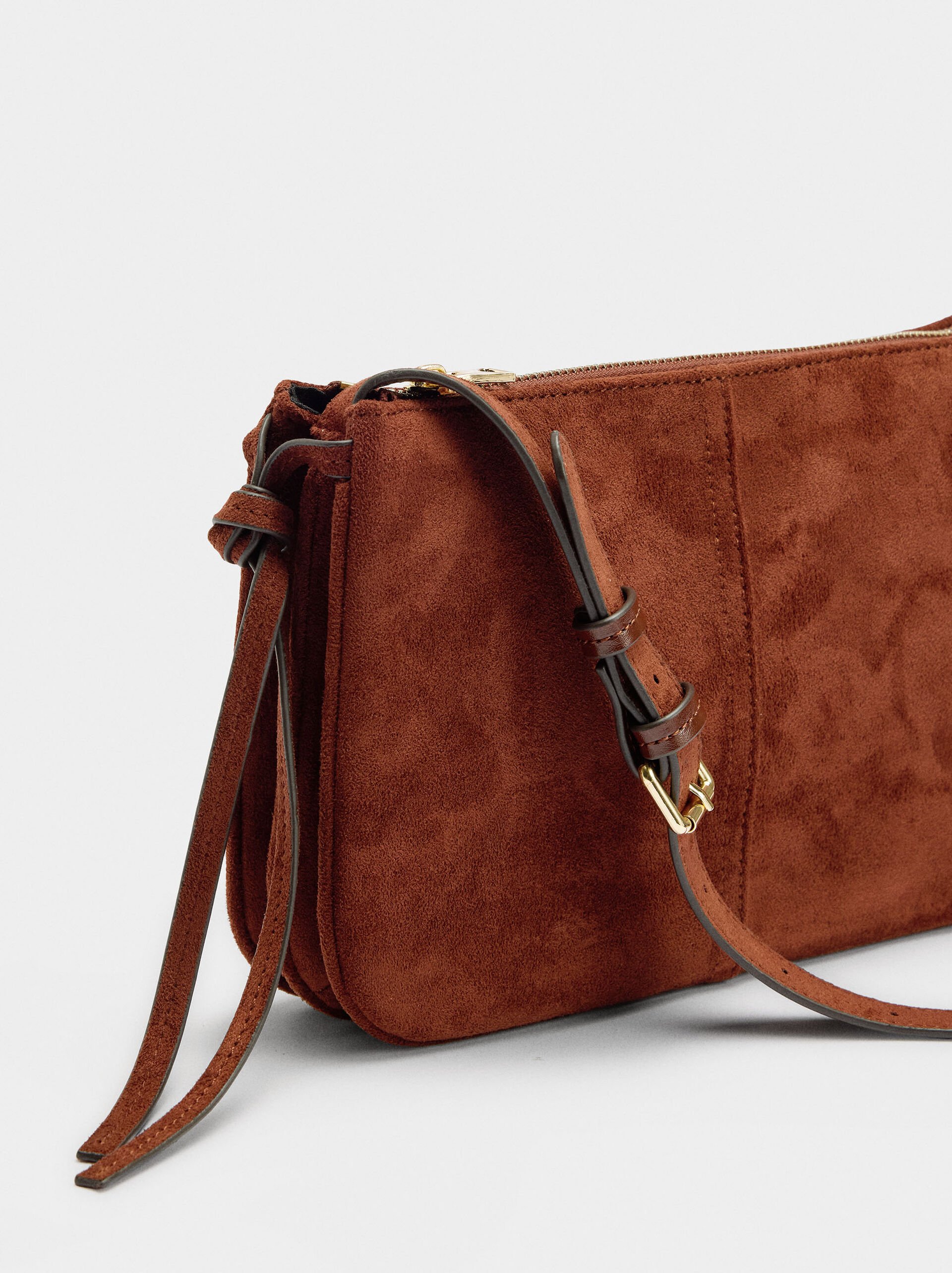 Borsa tracolla in effetto scamosciato image number 2.0