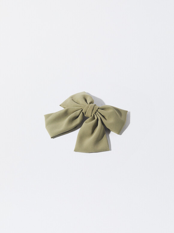 French Hair Clip With Bow, Green, hi-res