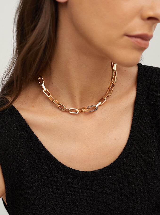 Short Gold-Toned Chain Necklace, , hi-res