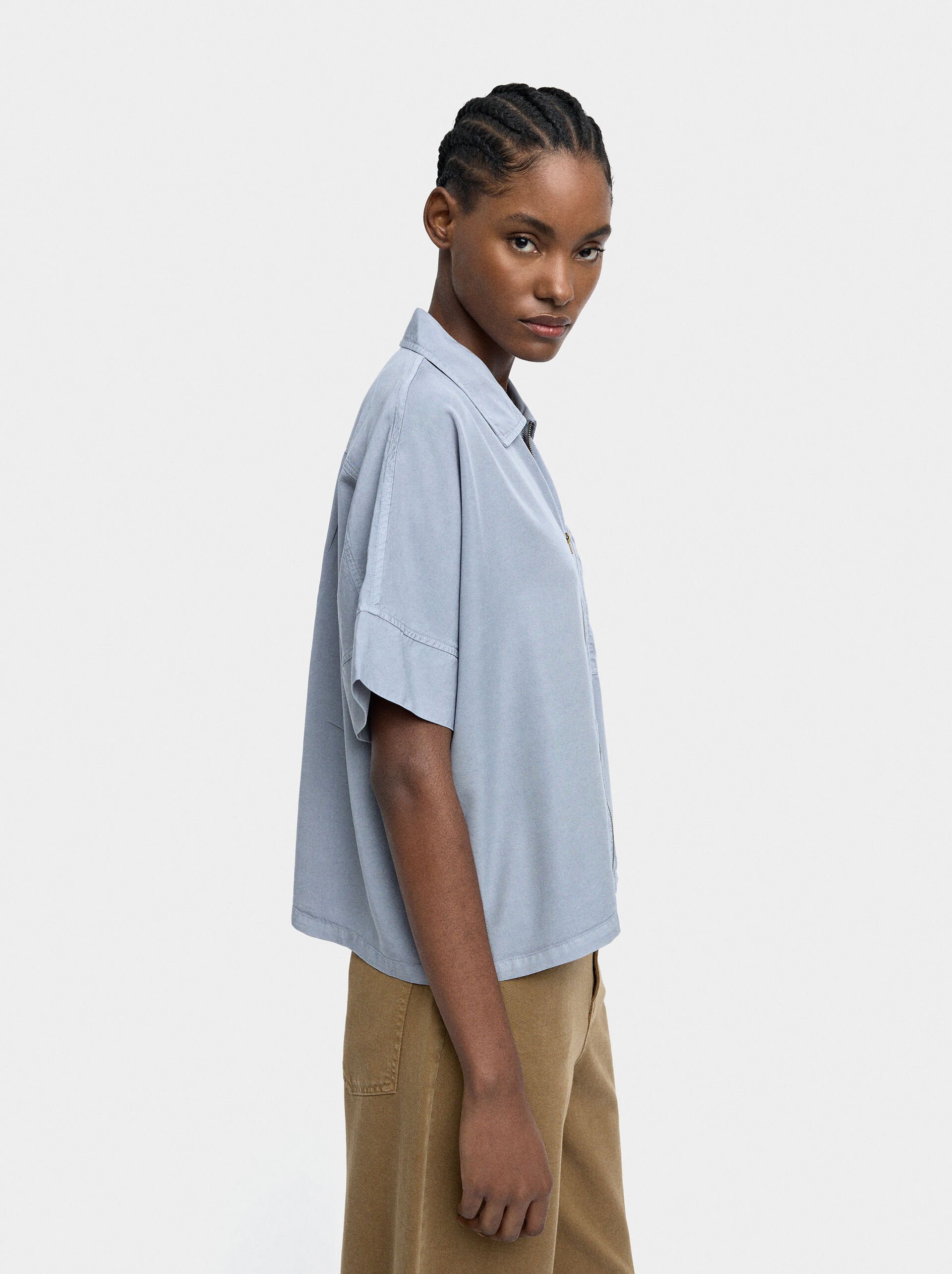Shirt with zipper closure 100% lyocell image number 2.0