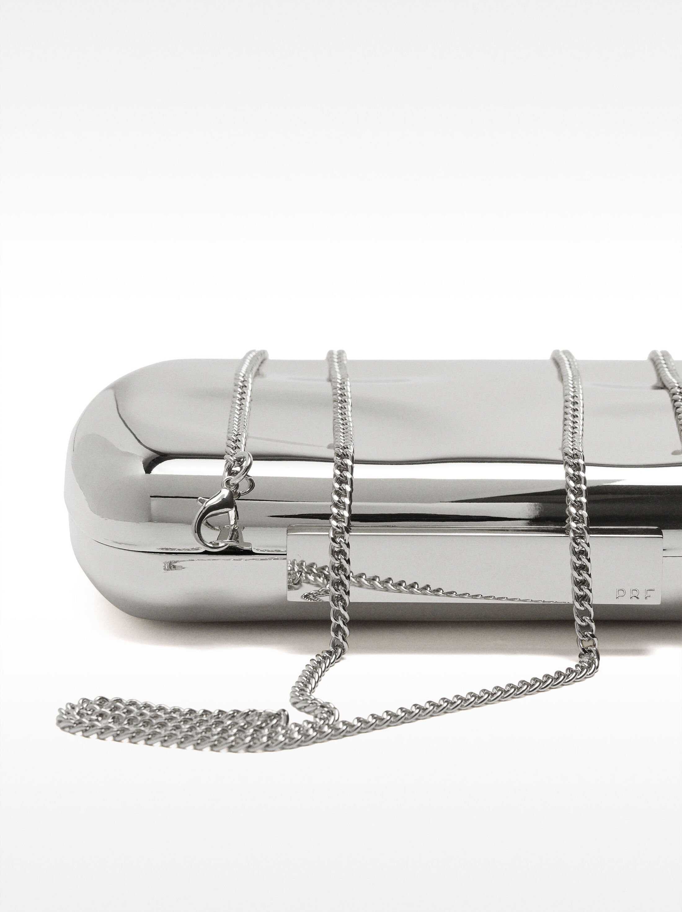 Metallic clutch with embossed detail image number 1.0
