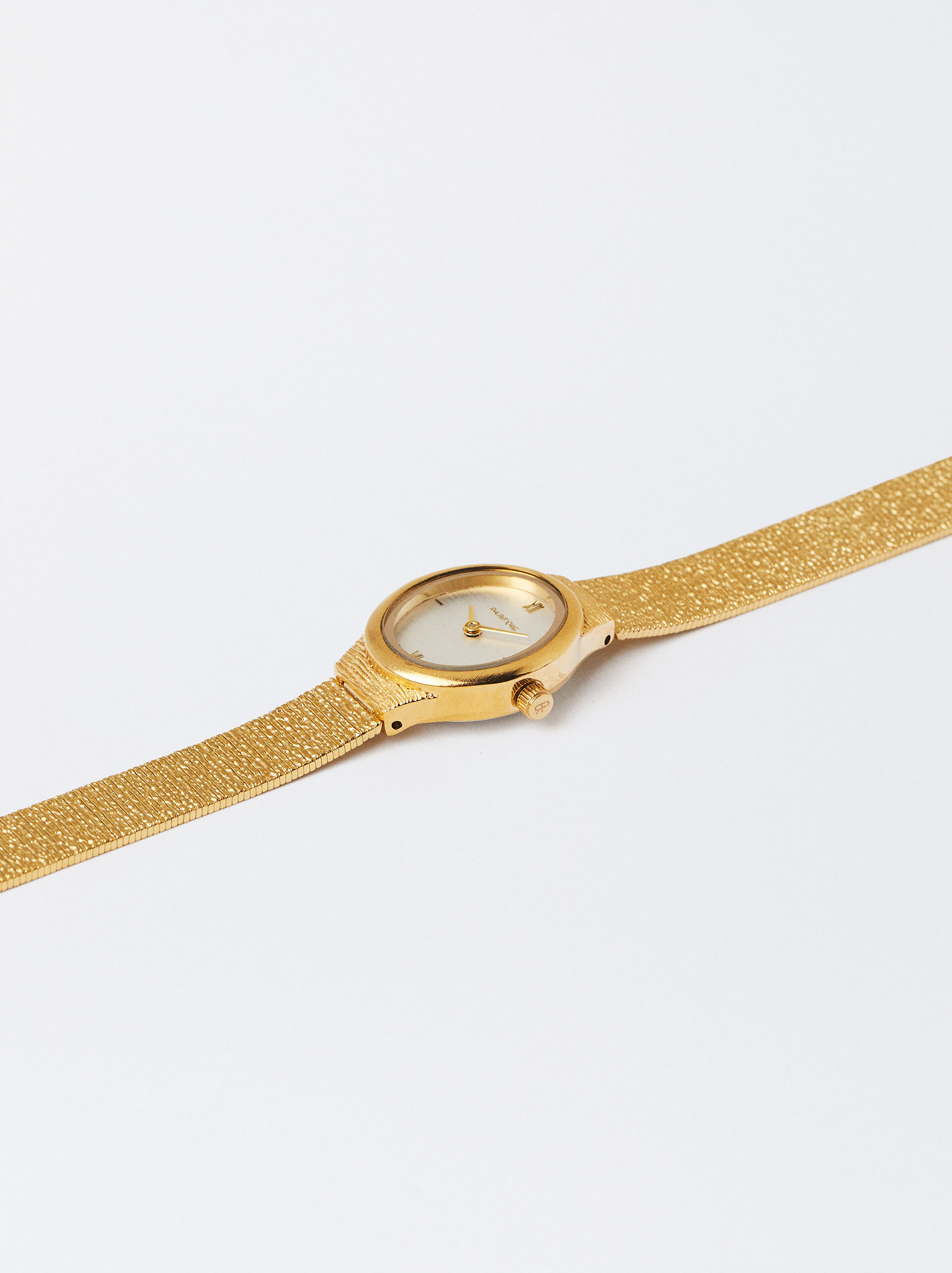Relógio Com Bracelete De Aço Dourado image number 1.0