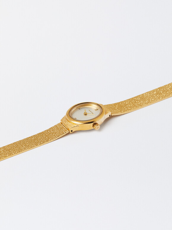 Gold Watch With Steel Bracelet, Golden, hi-res