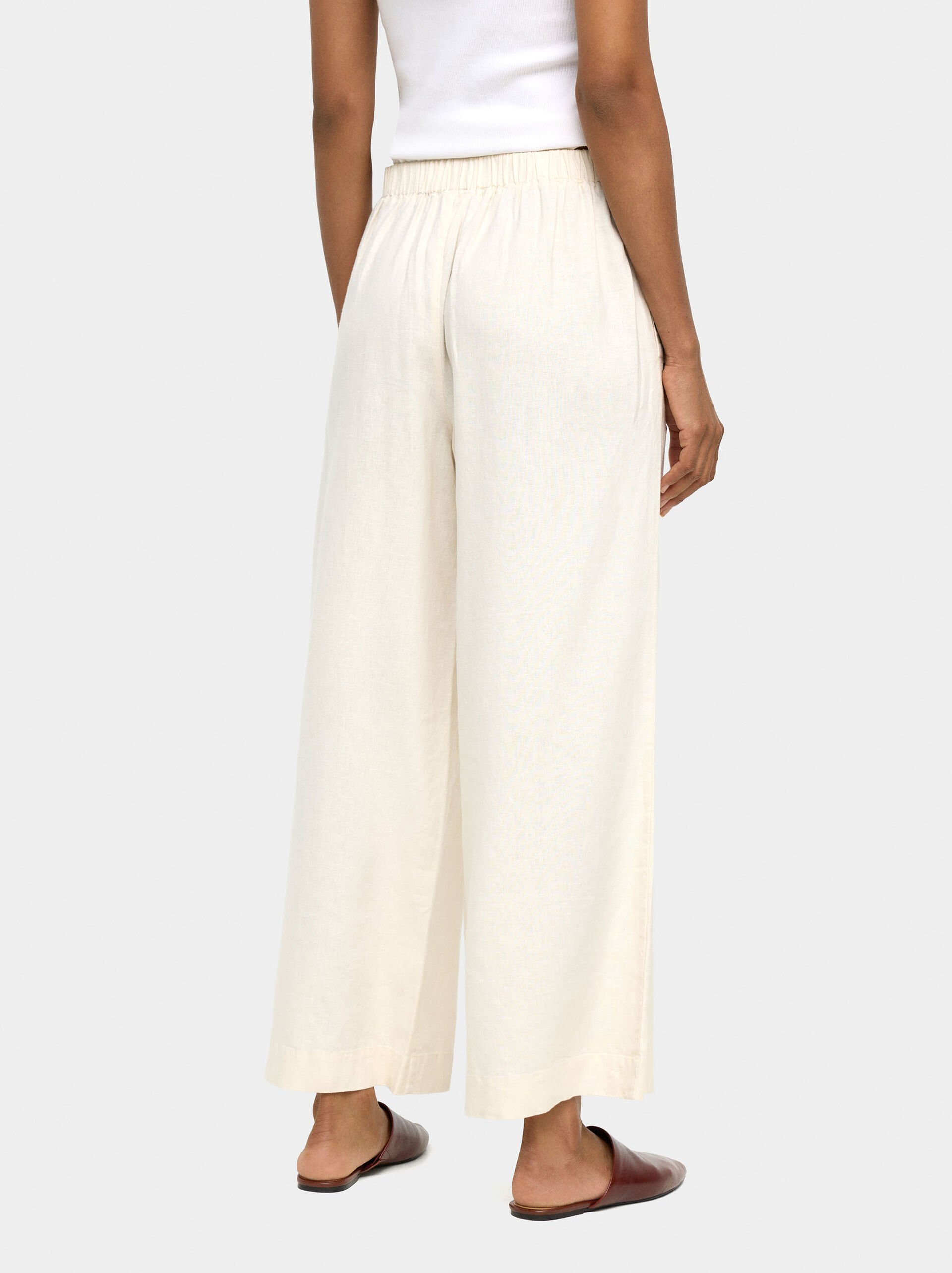 Wide-leg trousers with linen image number 3.0