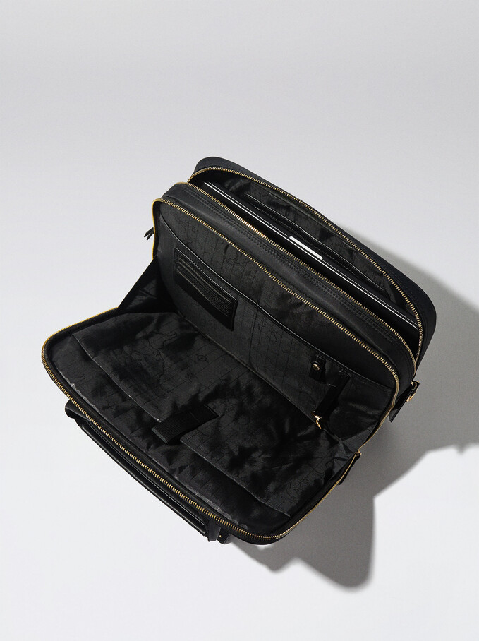 Nylon Briefcase For 15” Laptop, Black, hi-res