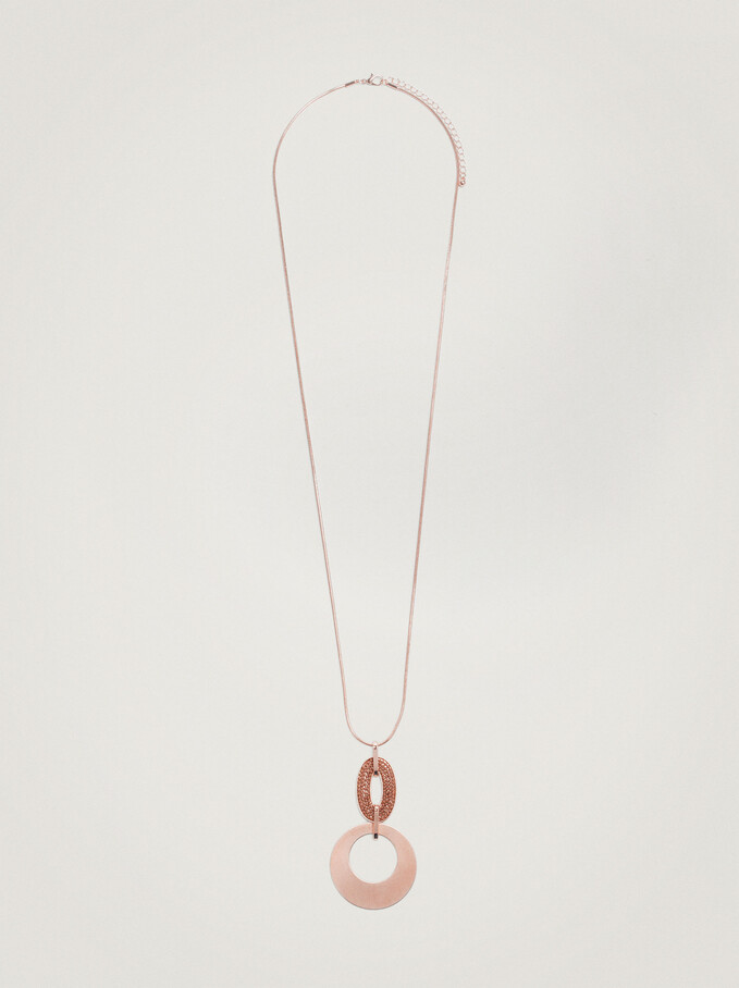 Long Rose Gold Necklace, Orange, hi-res
