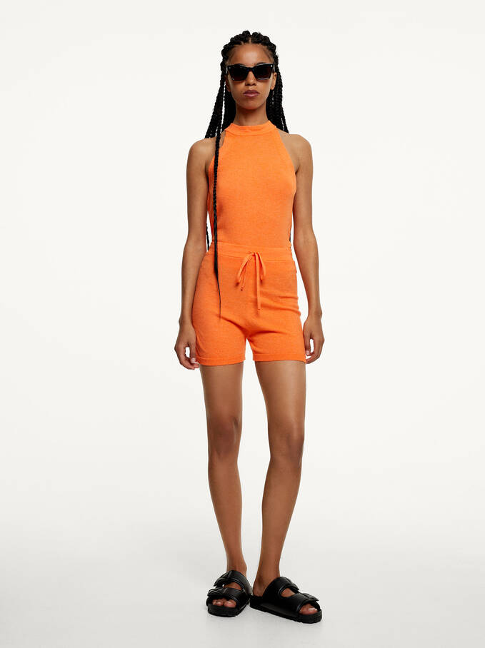 Shorts With Elastic Waistband, Orange, hi-res