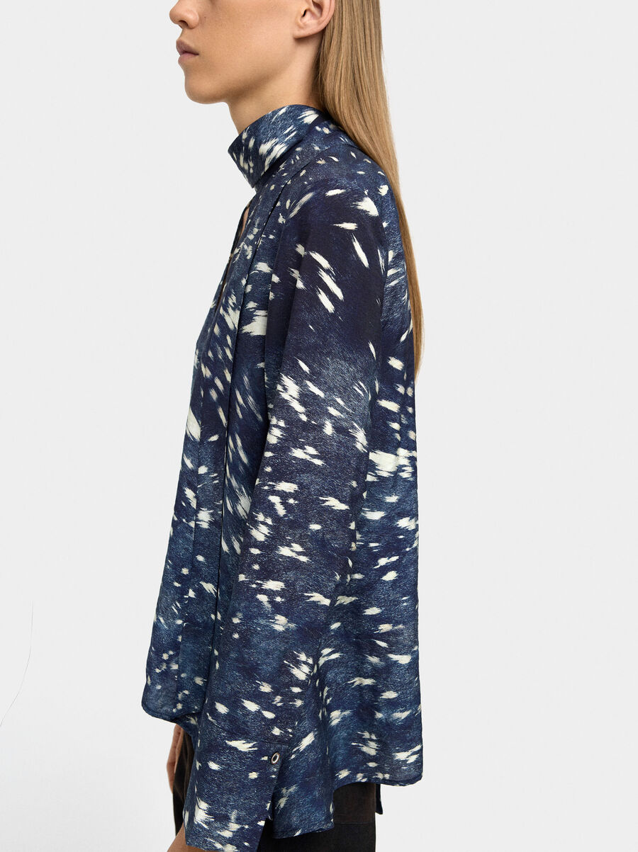 Long-sleeve animal print blouse