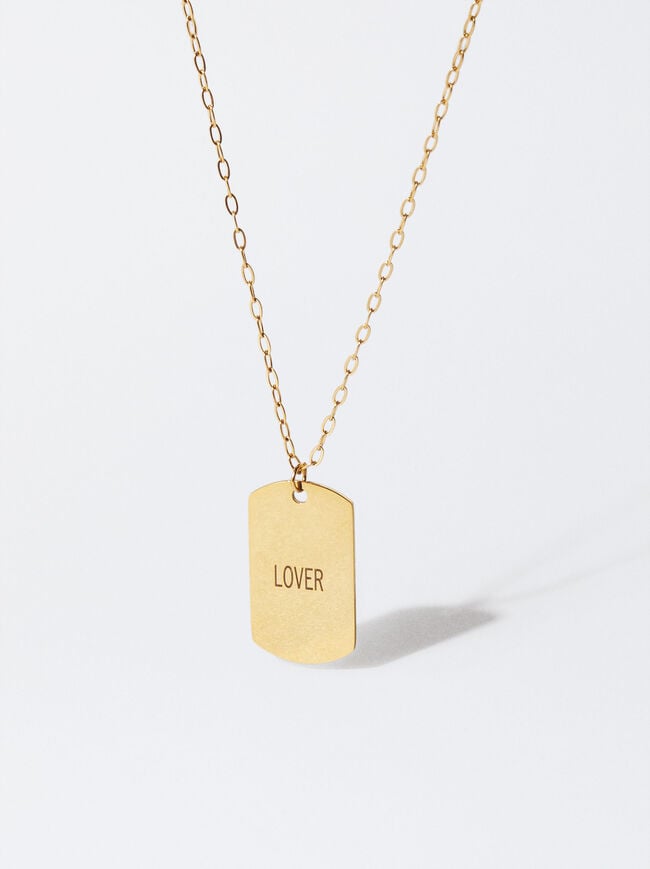 Online Exclusive - Gold Stainless Steel Necklace With Personalized Pendant image number 1.0