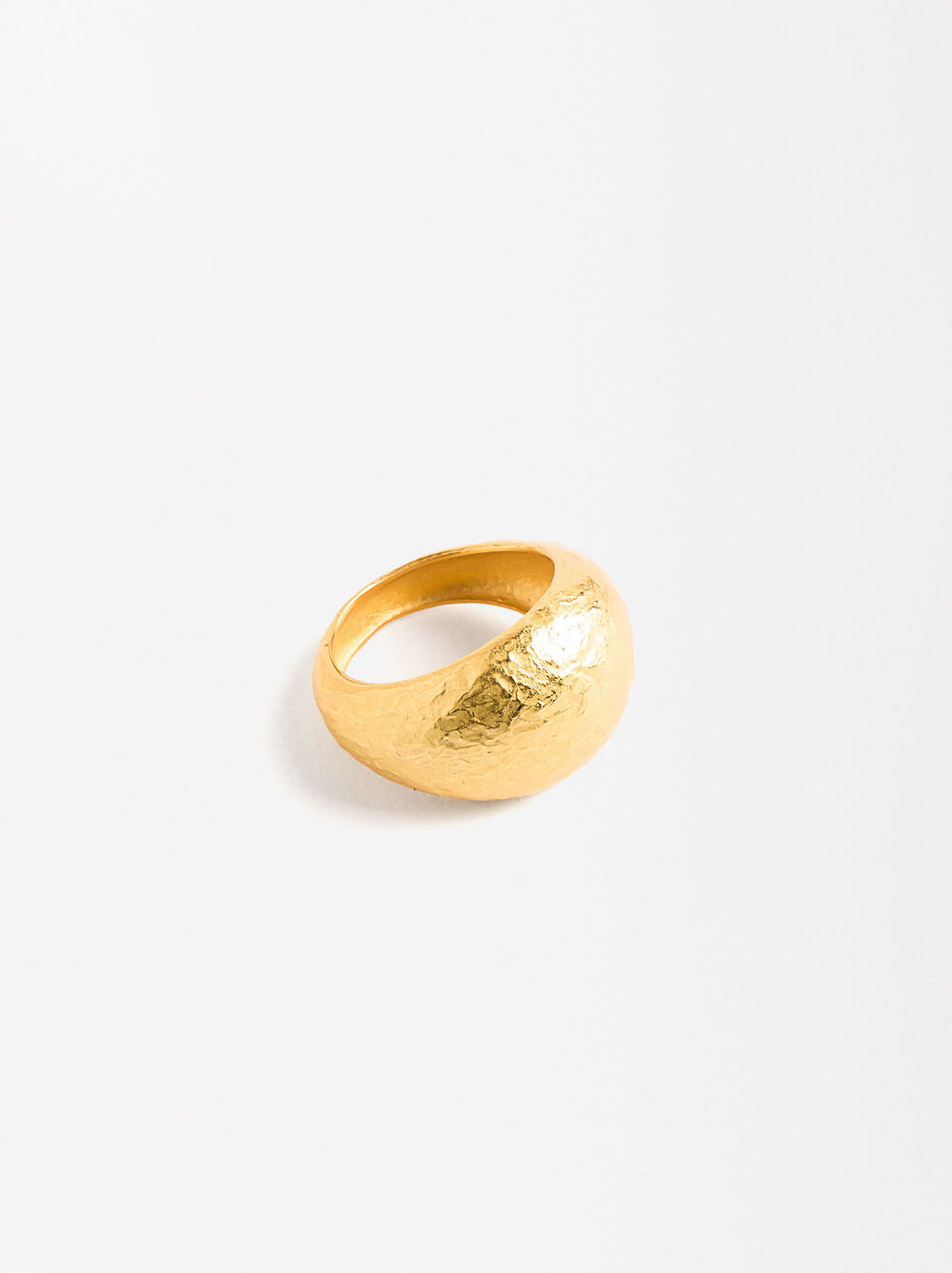 Rounded hammered effect ring - 925 sterling silver