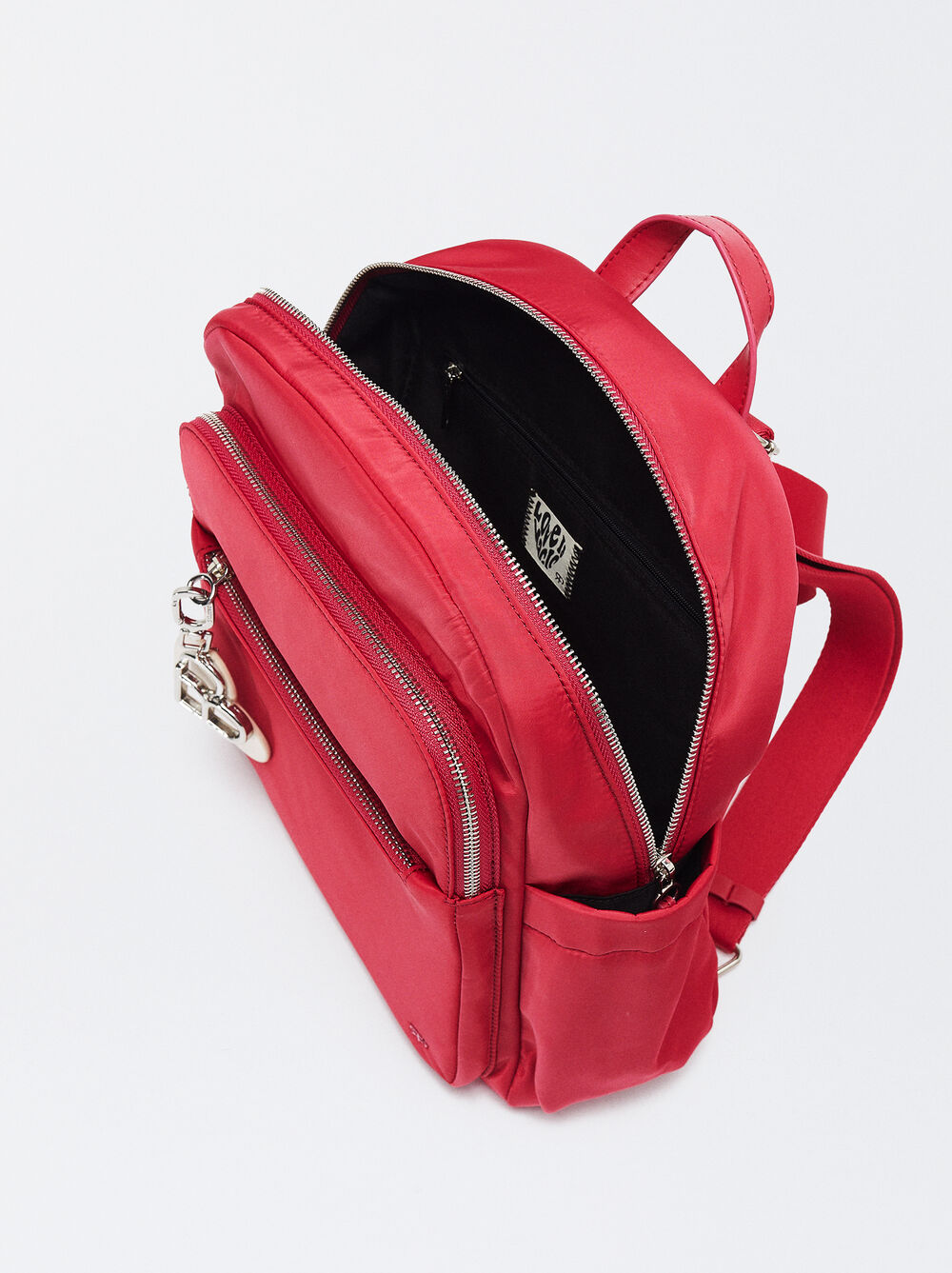 Nylon Backpack With Heart Pendant