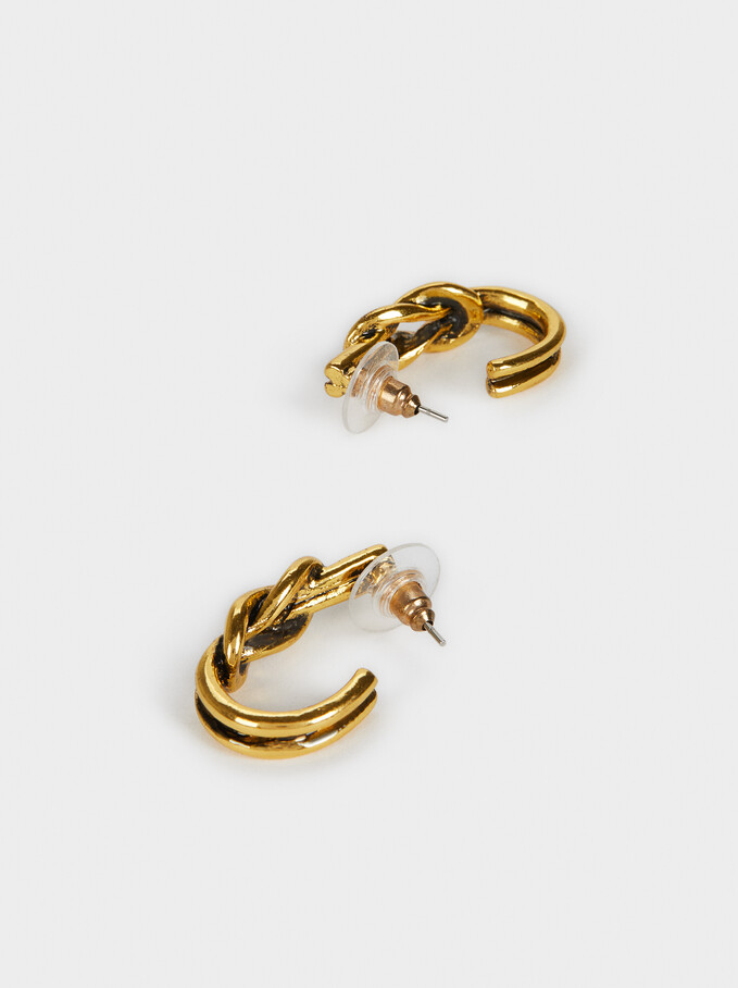 Knot Earrings, Golden, hi-res