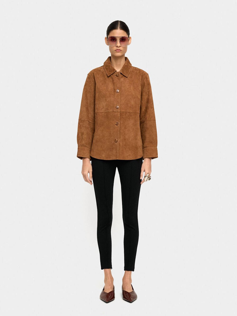 Suede leather overshirt