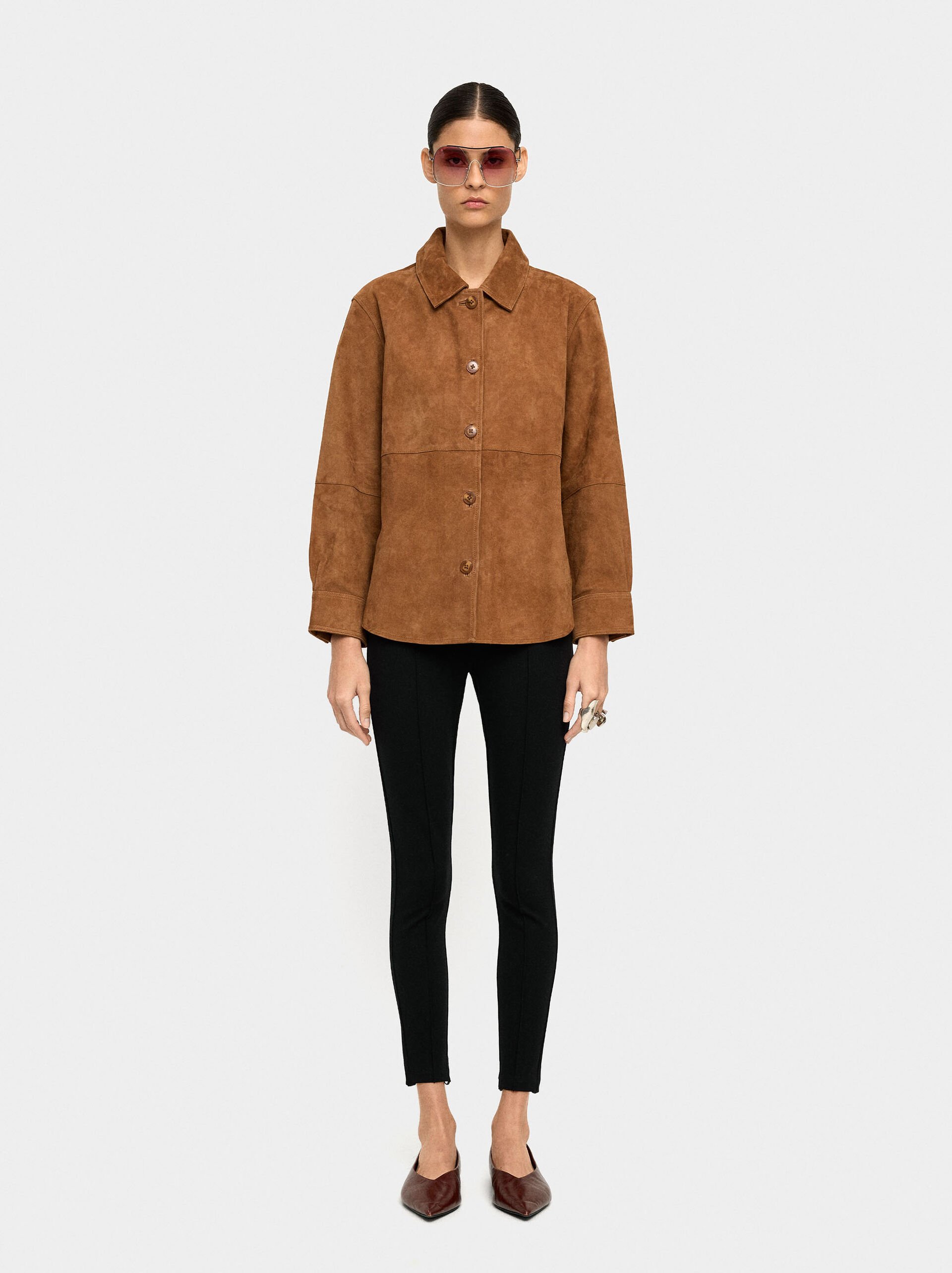 Suede leather overshirt image number 4.0