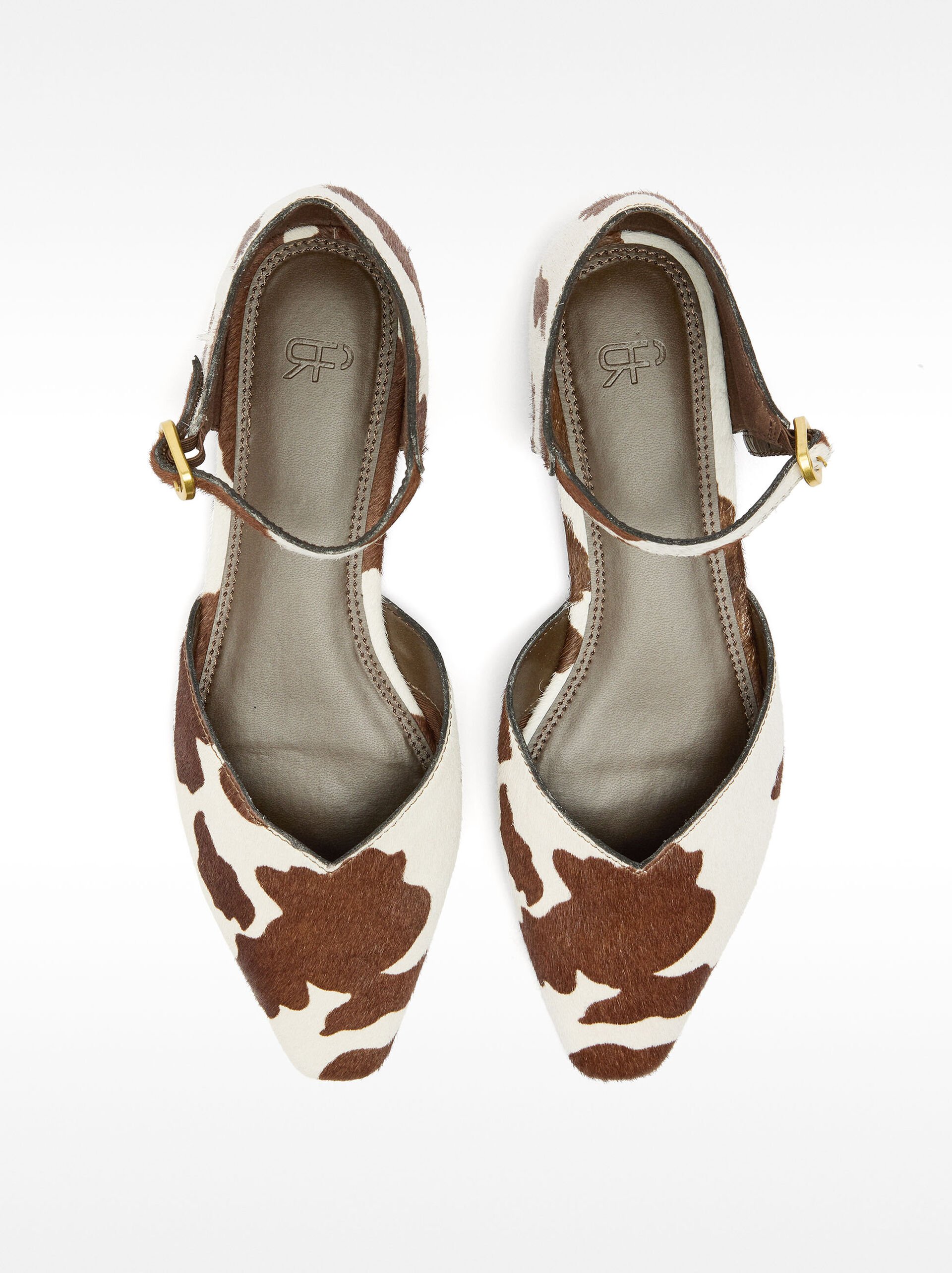 Leather ballet flats with fur image number 0.0