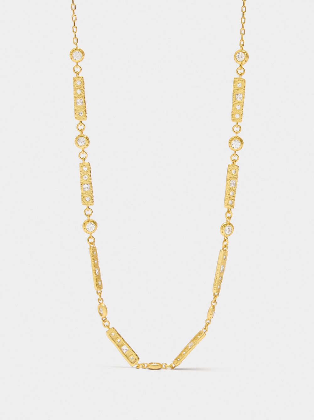 Segmented necklace with bars and zirconias - 925 sterling silver