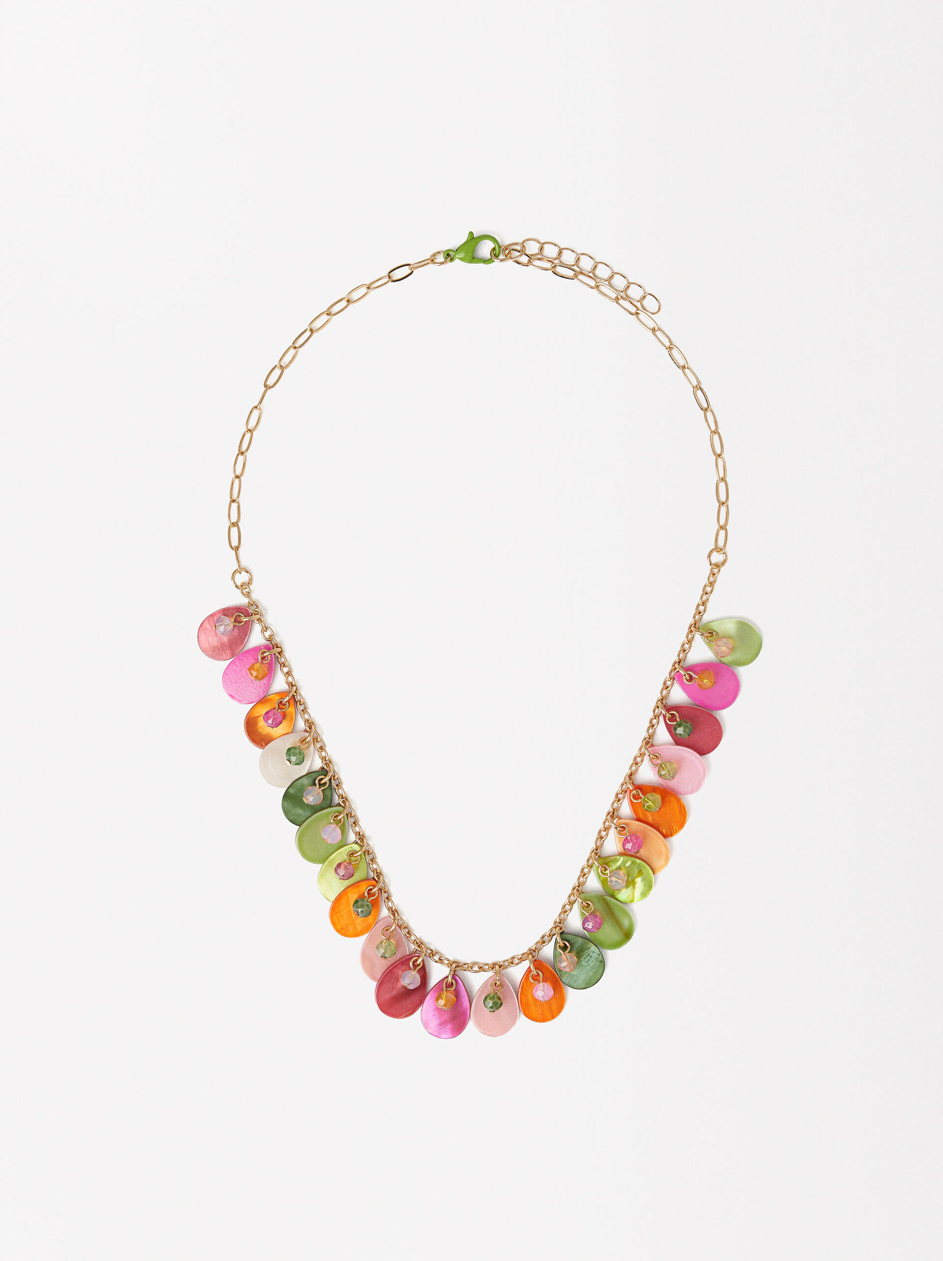Multicolored Shell Necklace With Crystals image number 0.0