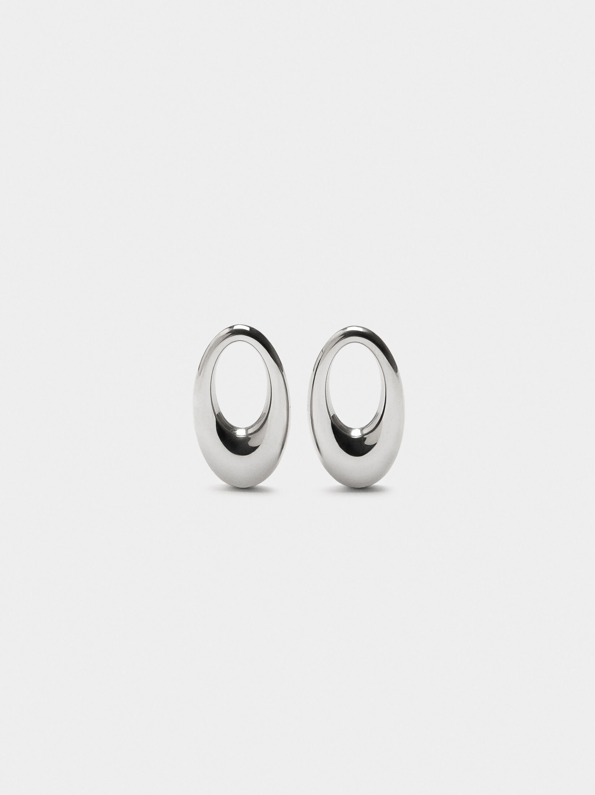 Oval hoop earrings - stainless steel image number 1.0