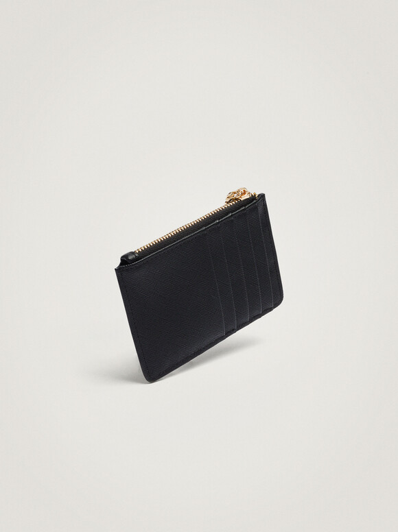 Card Holder With Coin Purse, Black, hi-res