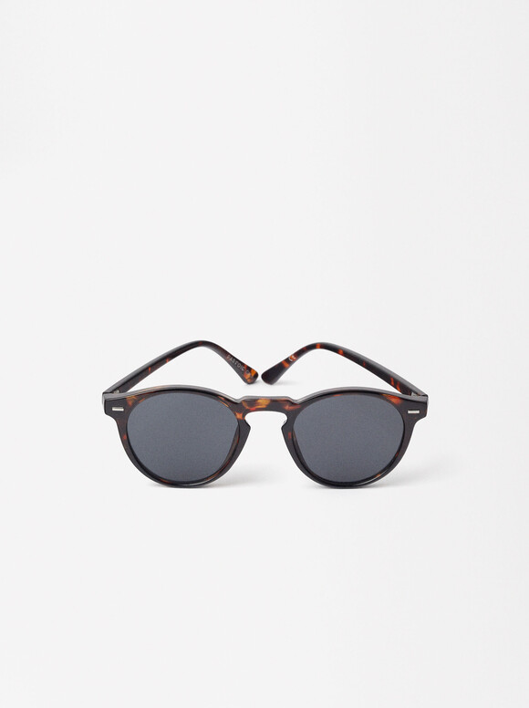 Round Sunglasses , Brown, hi-res