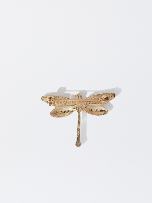 Dragonfly Brooch, Beige, hi-res