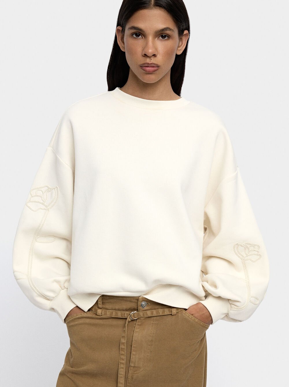 Cotton sweatshirt with flower