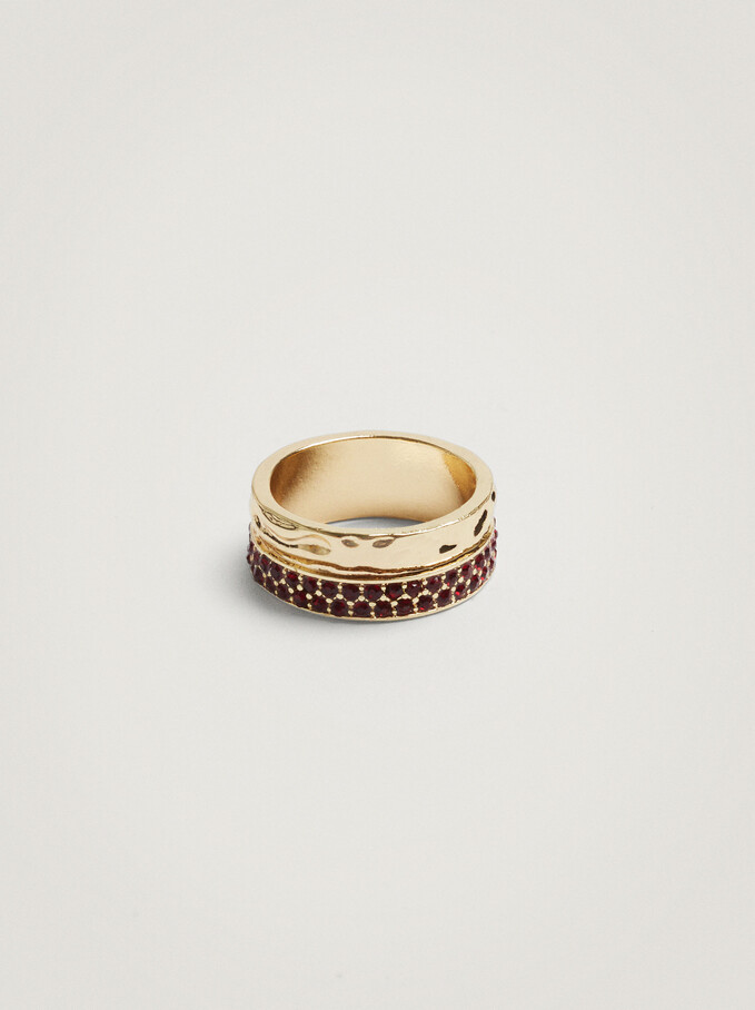 Wide Ring With Beads, Bordeaux, hi-res