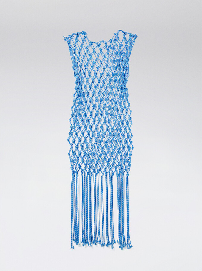Knotted Cord Midi Dress, Blue, hi-res